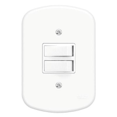 2 Interruptores Simples 10a 250 Volts Blanc - 0627 - Fame Interrup.c-2teclas Simpl.c-plac.4x2 Sb F 627. Fame
