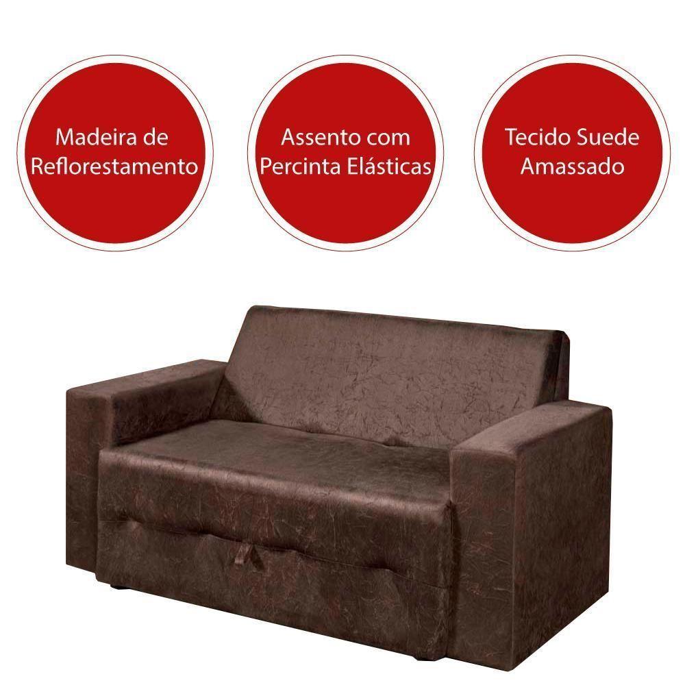 Sofá-cama Pratik 5000 Mamflex Marrom Suede Amassado Marrom - 3