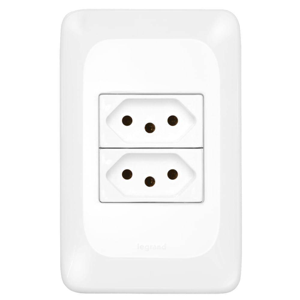 2 Tomadas 2p+t 10 Ampères 4x2 - Lgx303 - Pial 2 Tomadas 2p+t 10a 4x2 Pial Pop - Lgx303 - Pial - 1