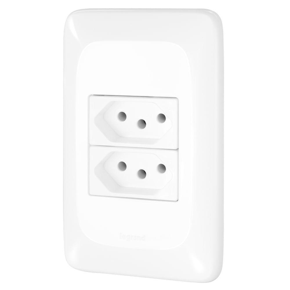 2 Tomadas 2p+t 10 Ampères 4x2 - Lgx303 - Pial 2 Tomadas 2p+t 10a 4x2 Pial Pop - Lgx303 - Pial - 2