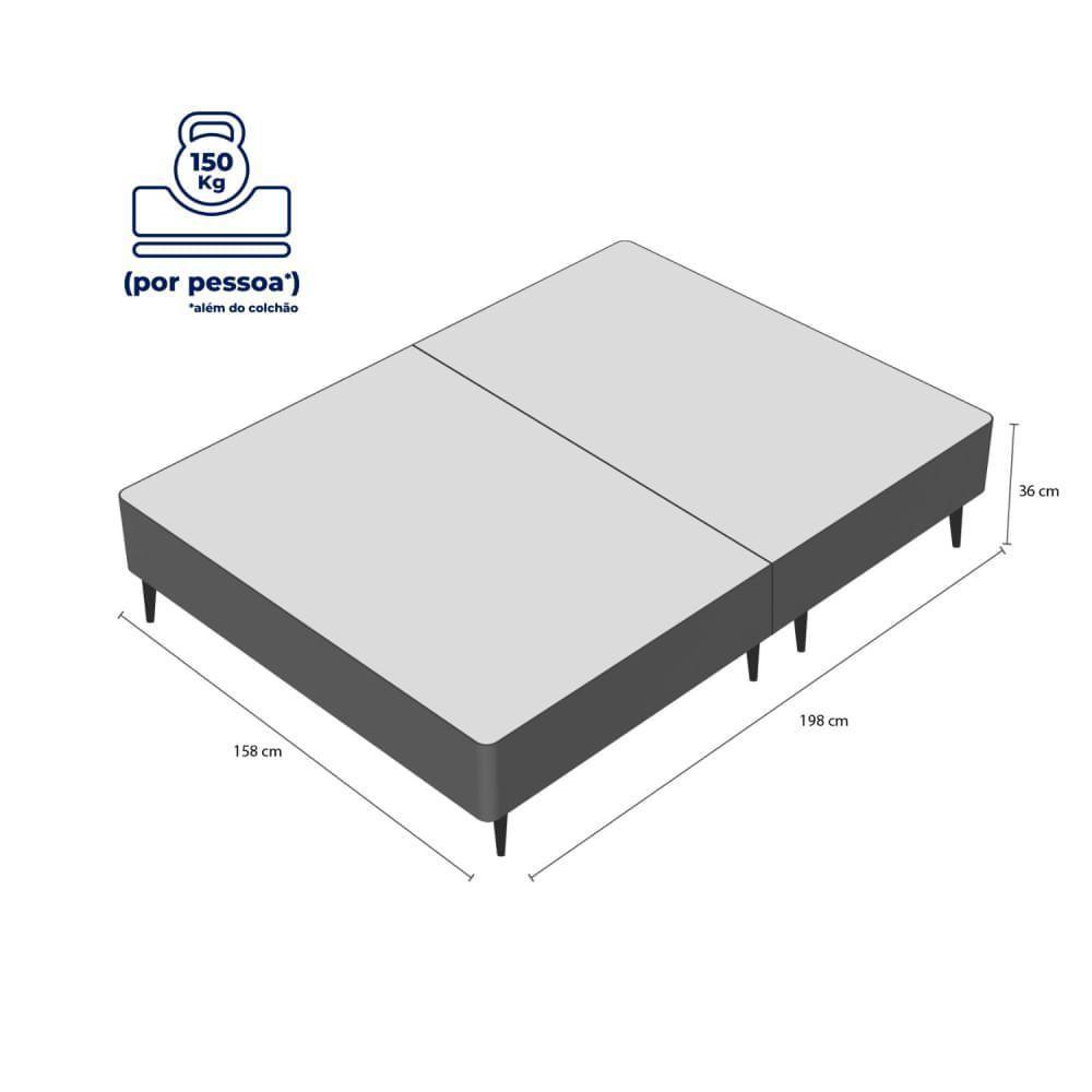 Base Sommier Camurça Preto Queen 158x198x23cm - 1051611810 - Ortobom Base Sommier Camurça Preto Queen 158x198x23 - 4