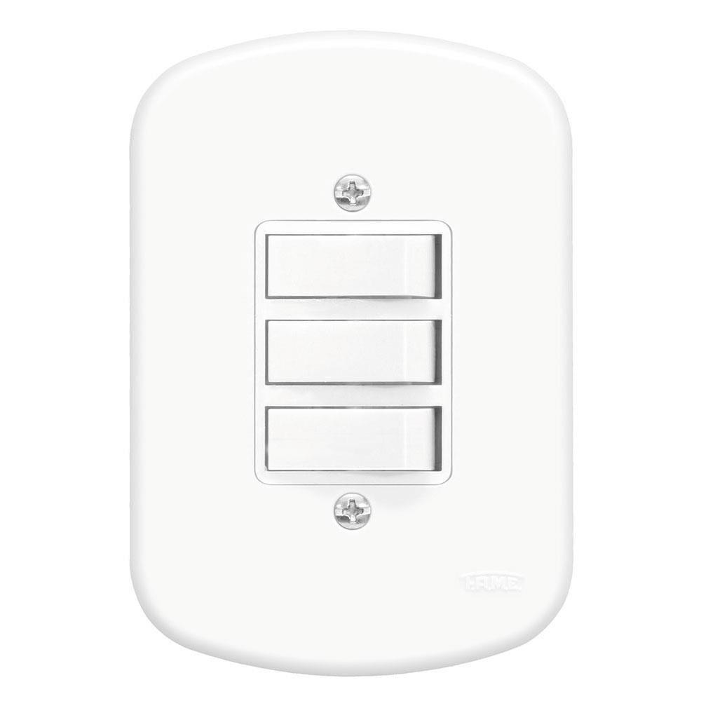 3 Interruptores 10a 250v Blanc - 0656 - Fame Interrup.c-3teclas Simpl.c-plac.4x2 Sb F 656. Fame - 1