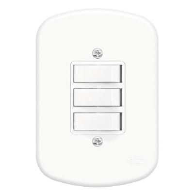3 Interruptores 10a 250v Blanc - 0656 - Fame Interrup.c-3teclas Simpl.c-plac.4x2 Sb F 656. Fame
