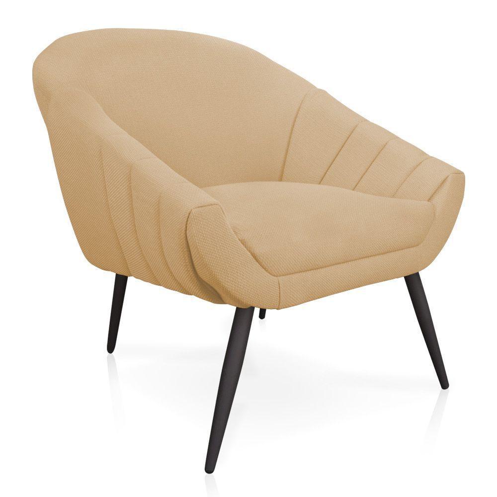 Kit 01 Namoradeira 02 Lugares E 01 Poltrona Giovana Linho Areia A27 Pés Palito De Ferro - 5