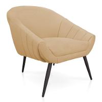 Kit 01 Namoradeira 02 Lugares E 01 Poltrona Giovana Linho Areia A27 Pés Palito De Ferro - 5