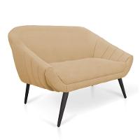 Kit 01 Namoradeira 02 Lugares E 01 Poltrona Giovana Linho Areia A27 Pés Palito De Ferro - 6