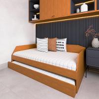 Sofá Cama Solteiro Duo Com Cama Auxiliar Em Mdf Reforçado 15mm Nature