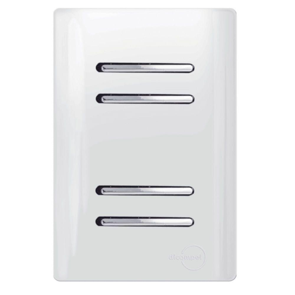 4 Interruptores Simples Cromado Com Placa 4x2 Branco - Dc-1200172 - Novara - 1