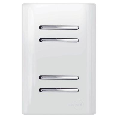 4 Interruptores Simples Cromado Com Placa 4x2 Branco - Dc-1200172 - Novara