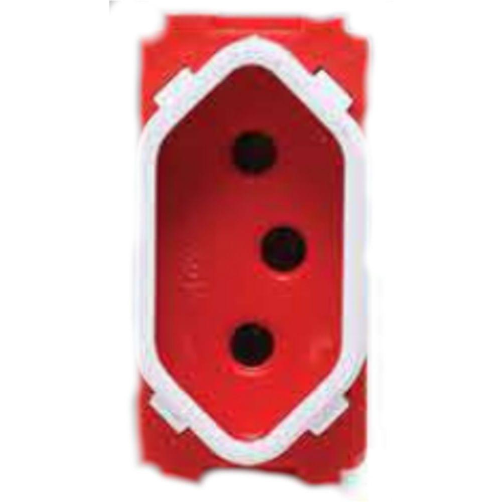 Módulo De Tomada Universal 2p+t Vermelho E Branco De 20 Ampères Da Linha Novara - 1100-77 - Dicompel - 2