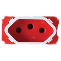 Módulo De Tomada Universal 2p+t Vermelho E Branco De 20 Ampères Da Linha Novara - 1100-77 - Dicompel - 1