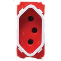 Módulo De Tomada Universal 2p+t Vermelho E Branco De 20 Ampères Da Linha Novara - 1100-77 - Dicompel - 2