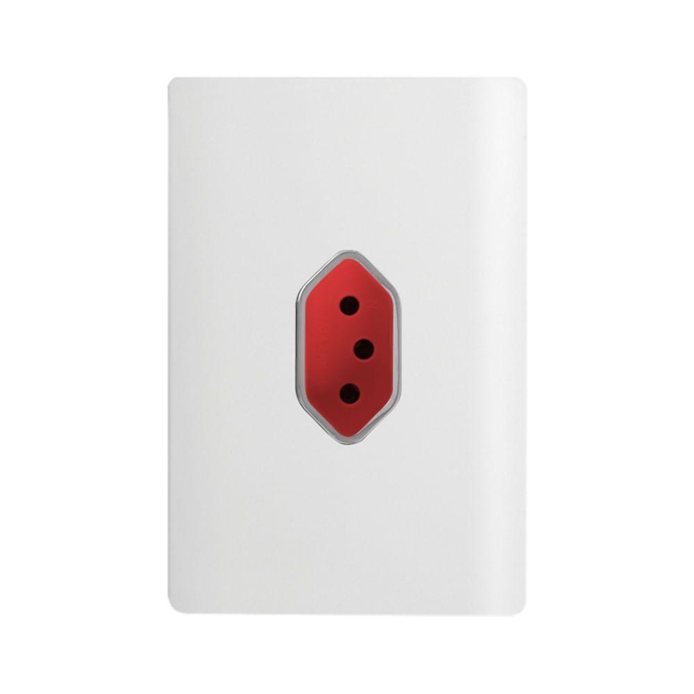 Tomada 2p+t Vertical De 20 Ampères Vermelha Da Linha Novara - 1200-46 - Dicompel - 1