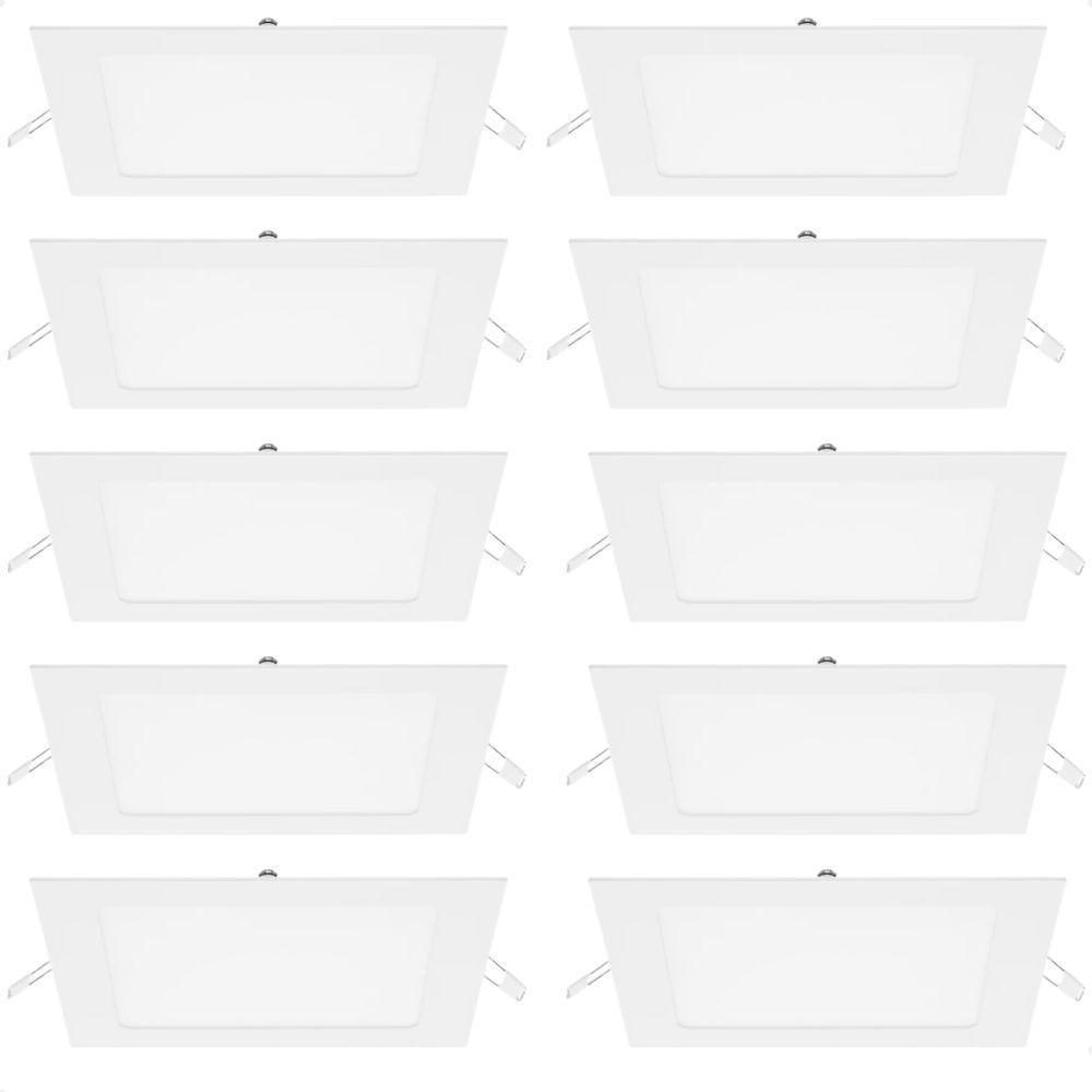 Kit 10 Painel De Led Quadrado Embutir 12w Bivolt Taschibra 6500k Frio - 1