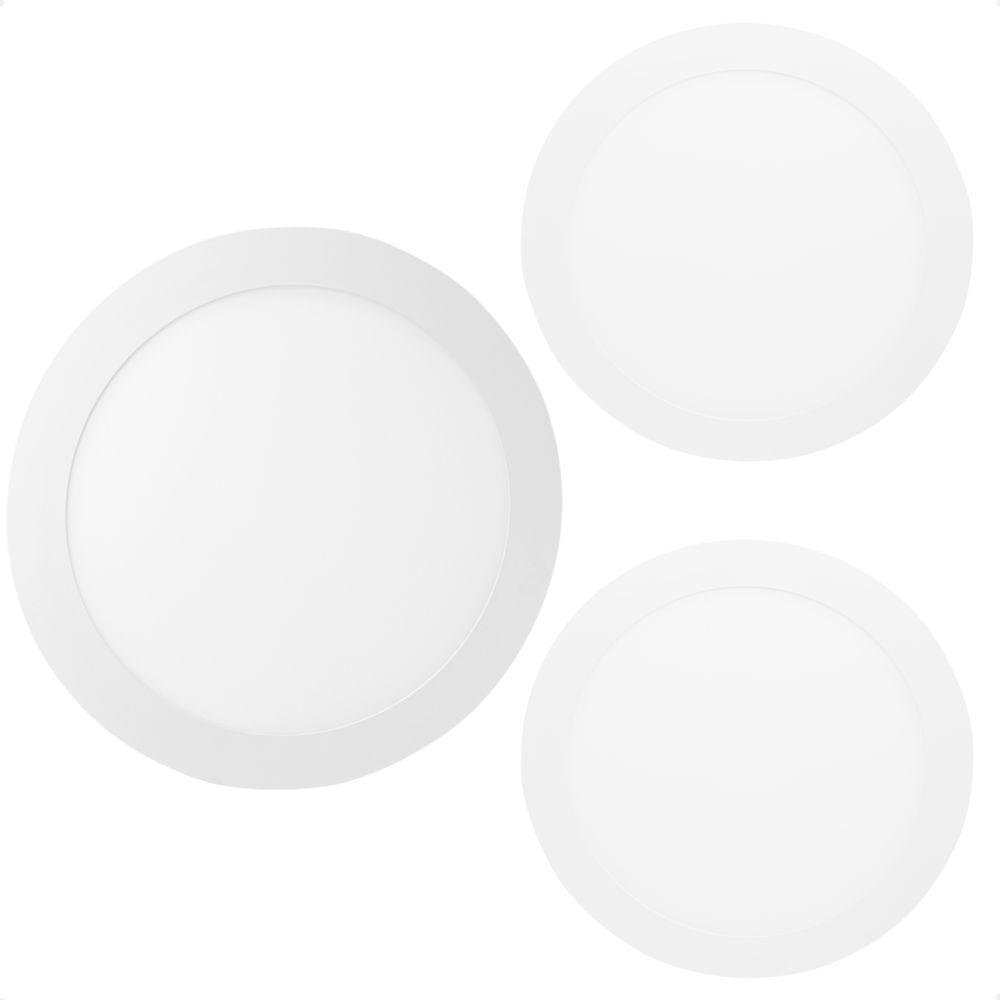 Kit 3 Painel De Led Redondo Embutir 12w Bivolt Taschibra 6500k Frio - 1