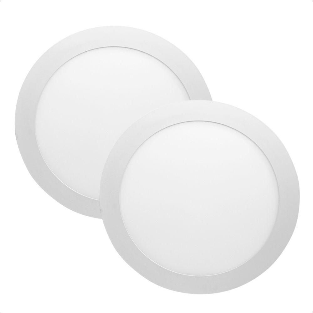 Kit 2 Painel De Led Redondo Embutir 12w Bivolt Taschibra 6500k Frio - 1