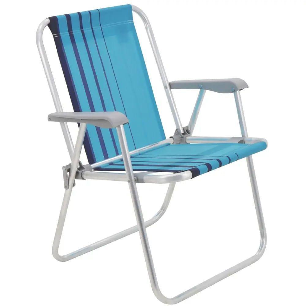 Cadeira De Praia Samoa Alta Em Alumínio Com Assento Azul - 92900002 - Tramontina - 1