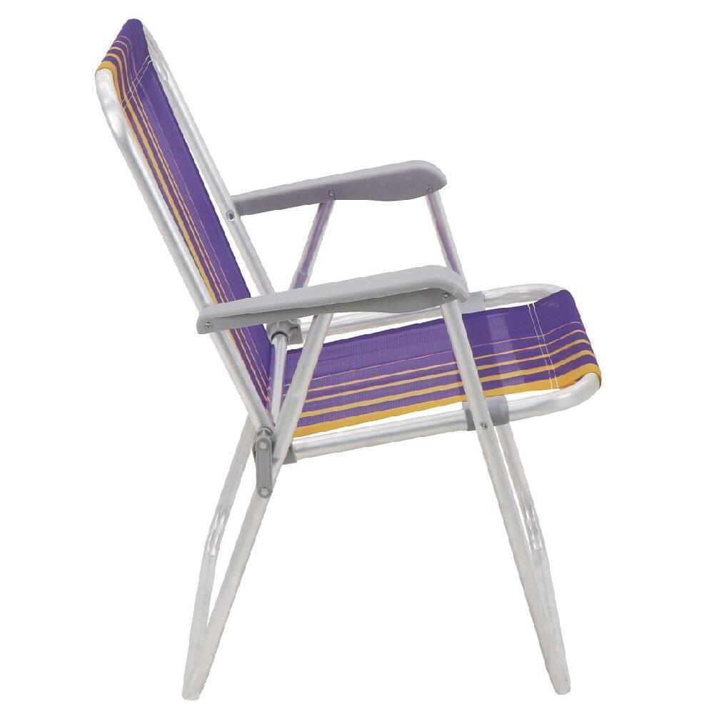 Cadeira De Praia Samoa Alta Em Alumínio Com Assento Roxo E Amarelo - 92900003 - Tramontina - 2