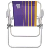 Cadeira De Praia Samoa Alta Em Alumínio Com Assento Roxo E Amarelo - 92900003 - Tramontina