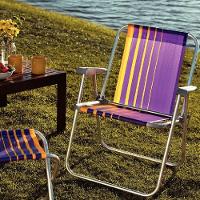 Cadeira De Praia Samoa Alta Em Alumínio Com Assento Roxo E Amarelo - 92900003 - Tramontina - 5
