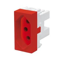 Módulo Tomada 2p+t 20a 250 Volts Habitat Vermelha - 2323 - Fame Tomada Padrao 2p+t 20a 250v Vermelha Fam - 1