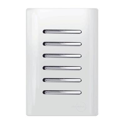 6 Interruptores Simples Cromado Com Placa 4x2 Branco - Dc-1200175 - Novara