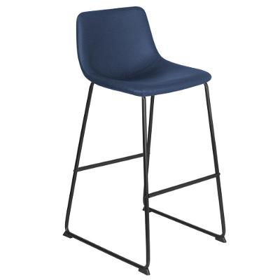 Banqueta Alta Estofada Industrial Vintage Azul