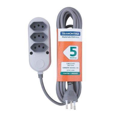 Extensão 3 Tomadas 2p+t 10a 250v 5m - 57504021 - Tramontina Extensao 3tom.2p+t 10a-250v 5mt Tramonti