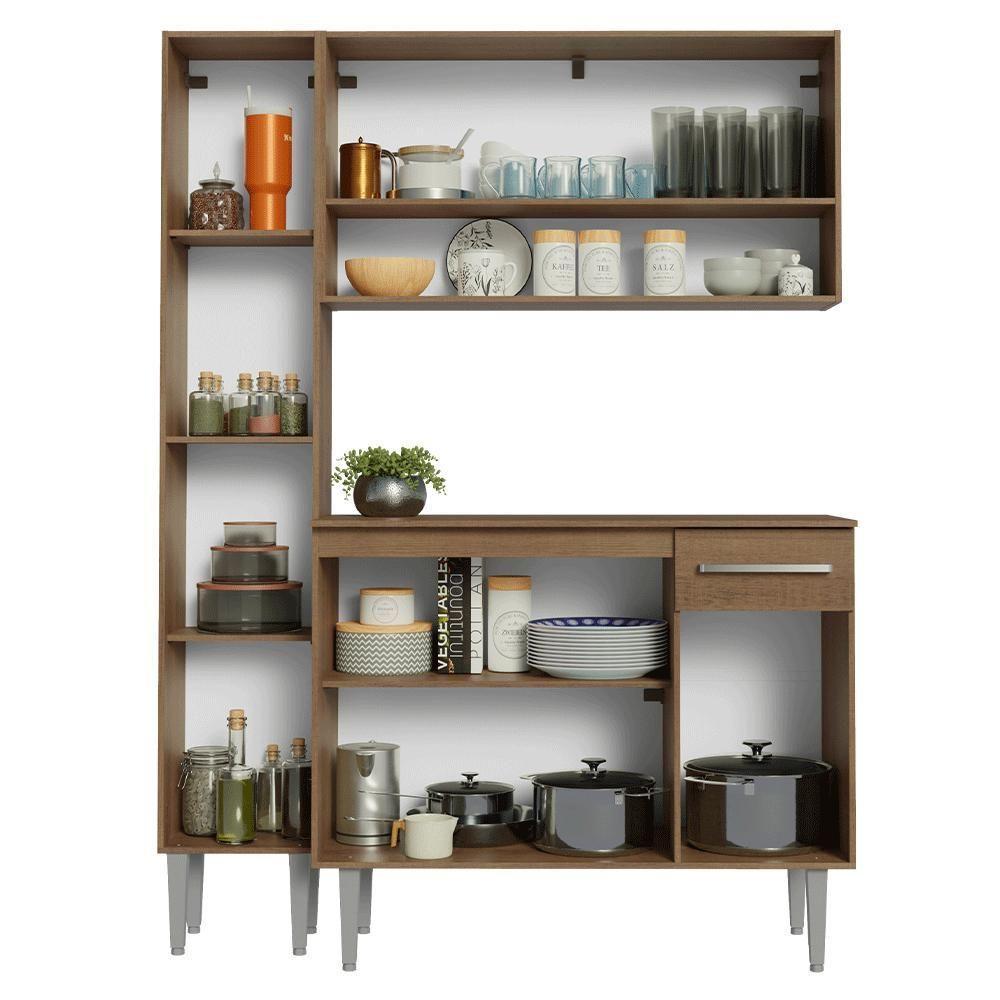 Armário De Cozinha Compacta 137 Cm Rustic-cinza Emilly Madesa 012 - 5