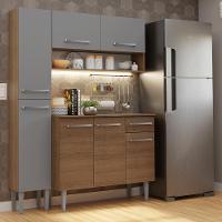 Armário De Cozinha Compacta 137 Cm Rustic-cinza Emilly Madesa 012 - 1