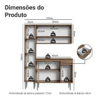 Armário De Cozinha Compacta 137 Cm Rustic-cinza Emilly Madesa 012 - 3