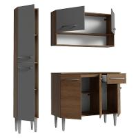 Armário De Cozinha Compacta 137 Cm Rustic-cinza Emilly Madesa 012 - 8