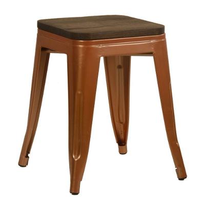 Banqueta Baixa De Madeira Rústica 45 Cm Cobre Rose