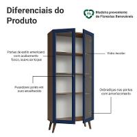 Cristaleira 70 Cm 2 Portas De Vidro Com Pés Cônicos Rustic-azul-rustic Vik Madesa