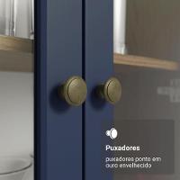 Cristaleira 70 Cm 2 Portas De Vidro Com Pés Cônicos Rustic-azul-rustic Vik Madesa - 6