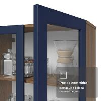 Cristaleira 70 Cm 2 Portas De Vidro Com Pés Cônicos Rustic-azul-rustic Vik Madesa - 7