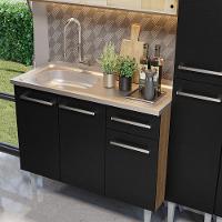 Armário De Cozinha Compacta 169cm Com Pia Rustic/preto Emilly Madesa 12 Rustic/preto Rustic/preto - 6