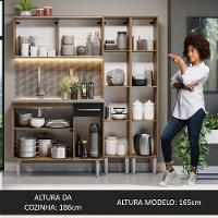 Armário De Cozinha Compacta 169cm Com Pia Rustic/preto Emilly Madesa 12 Rustic/preto Rustic/preto - 7