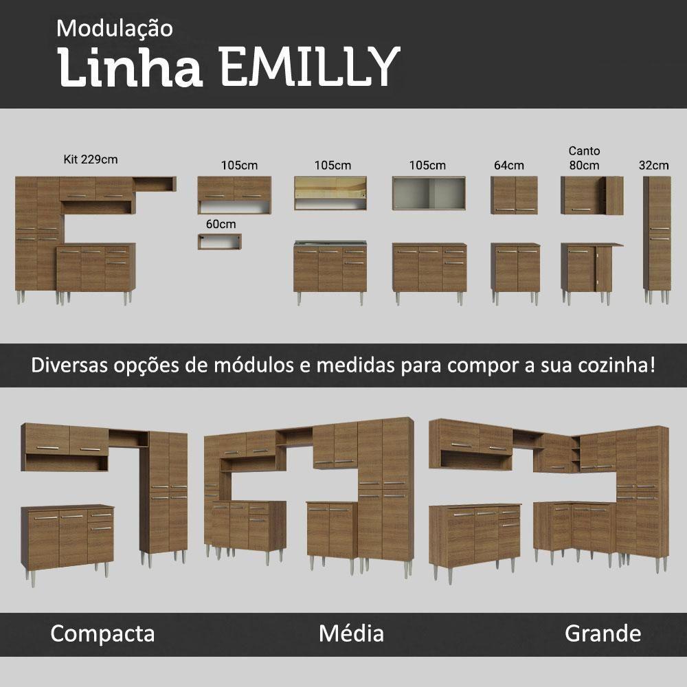 Armário De Cozinha Compacta 169cm Com Pia Rustic Emilly Madesa 12 Rustic Rustic - 7