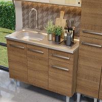 Armário De Cozinha Compacta 169cm Com Pia Rustic Emilly Madesa 12 Rustic Rustic - 2