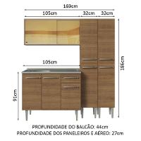 Armário De Cozinha Compacta 169cm Com Pia Rustic Emilly Madesa 12 Rustic Rustic - 10