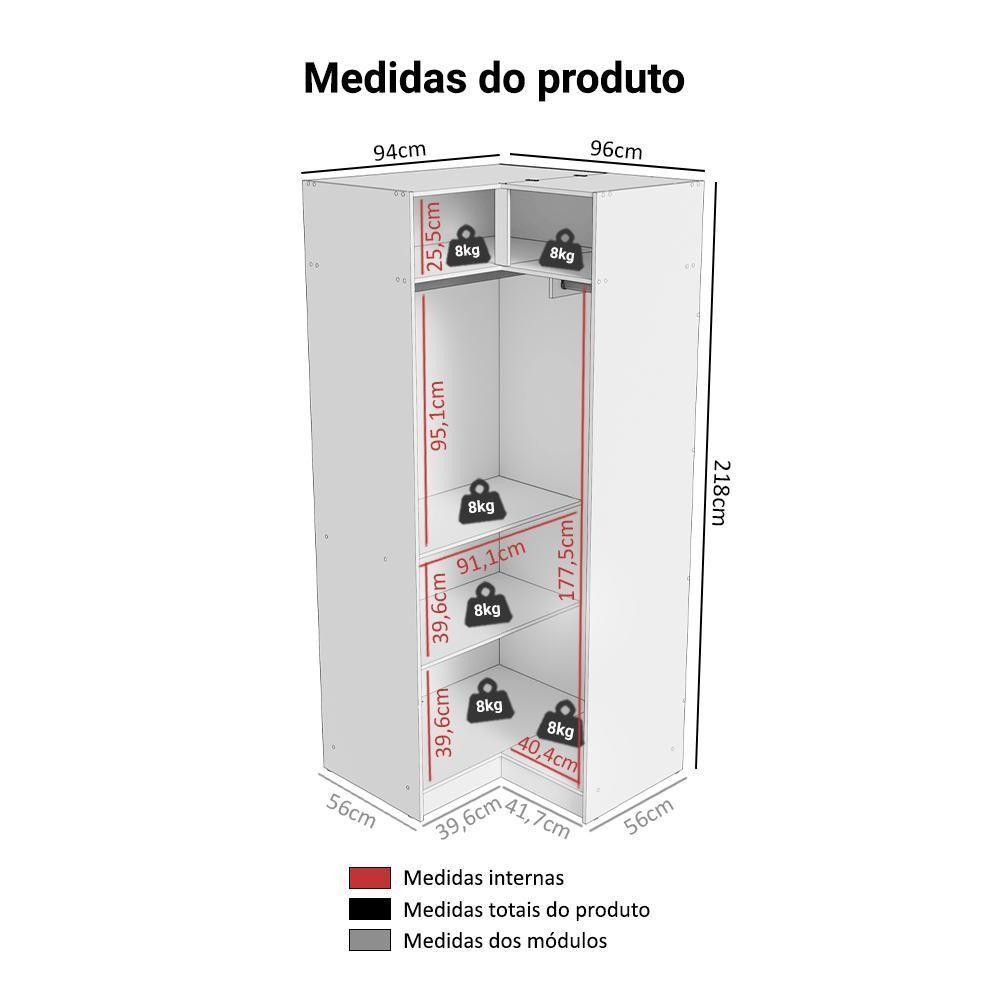 Guarda-roupa Modulado De Canto 2 Portas Branco Neo Madesa - 2