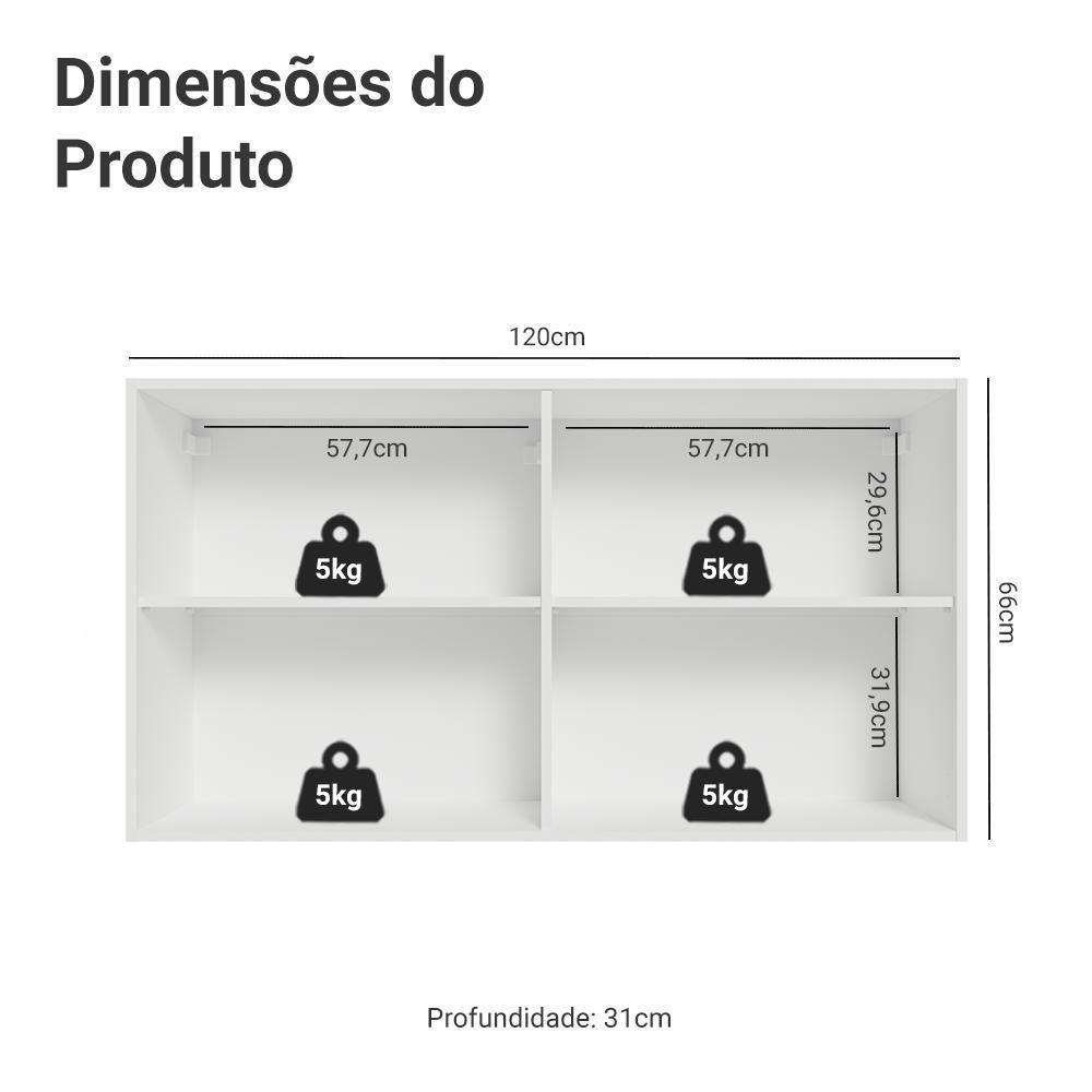 Armário Aéreo Para Quarto 120 Cm 2 Portas Branco Neo Madesa - 2