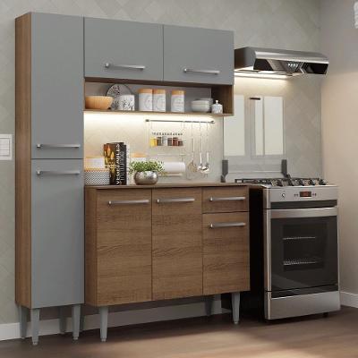 Armário De Cozinha Compacta 137 Cm Rustic-cinza Emilly Madesa 011