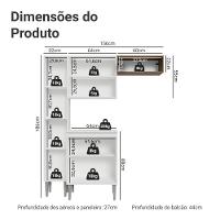 Armário De Cozinha Compacta 156 Cm Branco Emilly Madesa 01 - 3