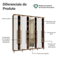 Guarda-roupa Casal Com Pés 8 Portas Batentes Com Espelho Rustic-branco-rustic Netuno Madesa
