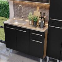 Armário De Cozinha Compacta 169cm Com Pia Rustic/preto Emilly Madesa 11 Rustic/preto Rustic/preto - 2