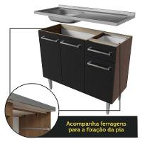 Armário De Cozinha Compacta 169cm Com Pia Rustic/preto Emilly Madesa 11 Rustic/preto Rustic/preto - 9
