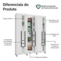 Guarda-roupa Casal Com Pés 6 Portas Batentes Com Espelho Branco-branco-preto Saturno Madesa