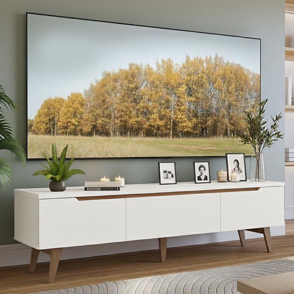 Rack Para Tv Até 80 Polegadas 180cm 2 Portas 1 Gaveta Branco-rustic Toronto Madesa - 1